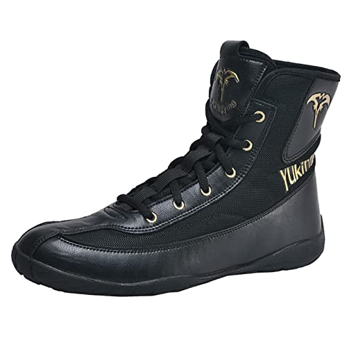 UKUBAG Mens Boxing Footwear Casual Breathable Wrestling Trainers Ligthweight Bodybuilding Athletic Fitness Sport Shoes Fashion Boxing Sneakers,Black,8