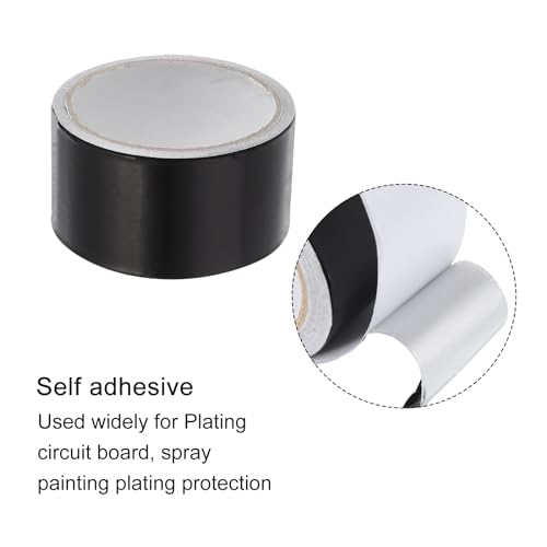 Image of uxcell Aluminum Foil Tape 2 Inch x 10 Yards Black High Temperature Tape for HVAC, Sealing, Patching Hot and Cold Air Ducts 3 Pcs