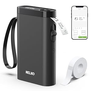Nelko Label Maker P21 Portable Bluetooth Sticker Printer with Tape, Black