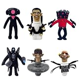 DADONA Skibidi Toilet Plush All Series,Upgraded Titan Speakerman/Cameraman/G-Man/TV Woman/Scientist Toilet PlushieDoll Stuffed Anime Game Figure, Gifts for Halloween and Christmas (6PCS)