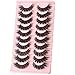 FARRED False Lashes Wispy Natural Strip Eyelashes 14mm Cat Eye Mink Lash Strips Full Volume Fake Cateye Eyelash Pack Natural Look 10 Pairs Short Thick Fluffy Pestañas Postizas for Women