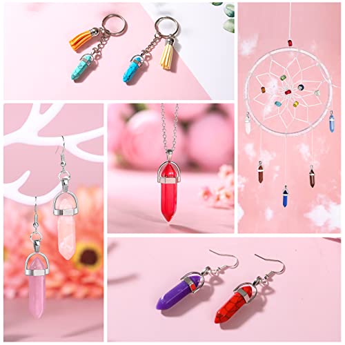 Crystal Necklace Pendant Set, 36 Pcs Hexagonal Crystal Clear Gemstone Bullet Shape Artificial Stone, Healing Crystal Chakra Pointed Quartz Stones Jewelry Making Charms For Women Girls Friends Gift #TOP1
