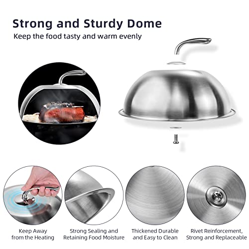 lifeegrn Griddle Accessories Kit, Cheese Melting Dome Basting Cover with Burger Bacon Press, Aluminum Foil Drip Pans for Flat Top Griddle Grill Cooking