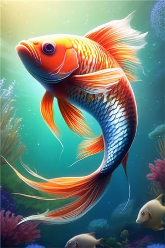 Peinture diamant poisson 5D de qualité supérieure, broderie d'art mosaïque en strass