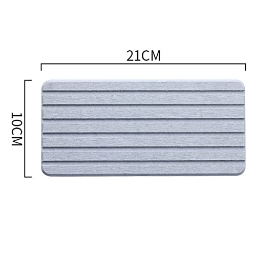 Wisyurt 2 PCS Water Absorbent Diatomite Coasters Rectangle Grooved Design Water Absorbing Stone Gray, Grey - Image 2