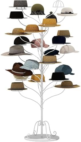 Freestanding Baseball Cap Rack,Freestanding Multi-Tier Hat & Cap Display Rack - Stylish Organizer for Cowboy Hats, Baseball Caps & Wigs - Holds 20 Hats - Modern Home & Store Storage Solution