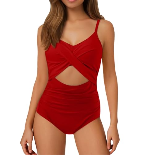 Maillot de bain 1 pièce vert pour femme avec découpe et taille haute en taille M