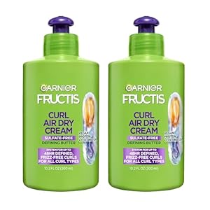 Garnier Fructis Curl Nourish Air Dry Cream, Sulfate Free Defining Butter Leave-in Conditioner, 10.2 Fl Oz, 2 Count (Packaging May Vary)
