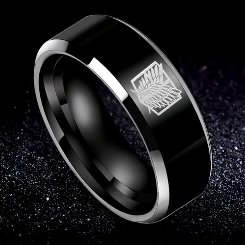Anime Wings of Freedom Ring, Tungsten Carbide Ring, Black3