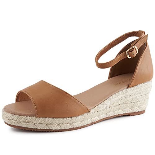 Alexis Leroy Sandales d'été Boucle Sandales Compensées Femme Espadrille Chameau 39 RU