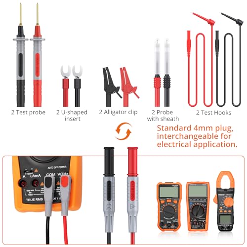 Proster Multimeter Test Lead Kit 27pcs - Test Lead CATIII 1000V, Multimeter Crocodile Clip, Gold-Plated Banana Plug, Test Hook, U-Shaped Insert - Thumbnail 6