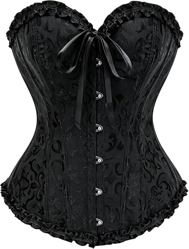 JoyPeak Corset Tops for Women,Lace Bustier Corset Lingerie top,Renaissance Overbust Corset Push Up Bodysuit