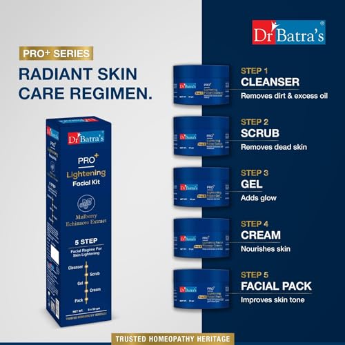Image of Dr Batra's PRO+ Lightening Facial Kit, Enriched with Mulberry And Echnacea Extracts, Kit for Soft Supple Skin - 250 gm (Pack Of 2)