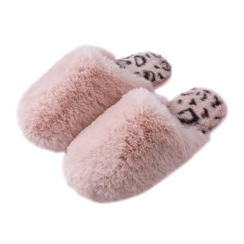 Roxoni Women's Cozy Plush Furry Close Toe Slipper with Comfort Non Slip Outsole
