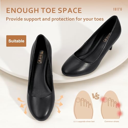 IDIFU Women's Classic Low Heels Dress Pumps 2 Inch Kitten Heel Round Toe Office Wedding Shoes4
