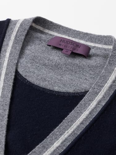 100% Merino Wool Sweater Cardigan for Men Buttons Contrast Placket Two Pockets Casual Long Sleeve Knit Tops4