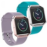 SKYLET Compatible with Fitbit Blaze Bands, 2 Pack Soft Replacement Sport Wristband with Stainless Steel Frame for Fitbit Blaze Bracelet (No Tracker)