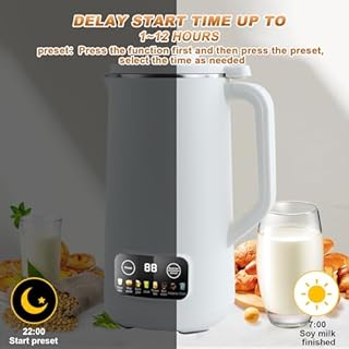 Macchina Latte di Soia, Macchina per Latte di Noci Macchina per Latte di Soia Multifunzionale Latte Vegetale Macchina 304 Acciaio Inossidabile con Pulizia Automatica, per Zuppe, Latte di Soia