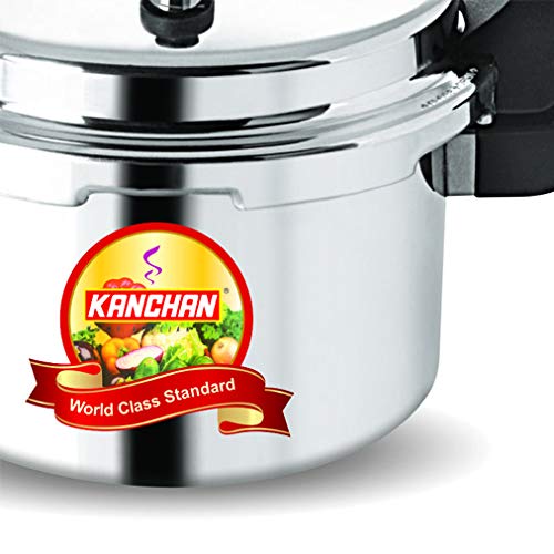 Image of Kanchan Classic Aluminium Pressure Cooker with Outer Lid - 5 Litres | Sturdy & Lightweight with Safety Valve | Safe & Energy-Efficient | Suitable For Gas Stove | ISI Certified | 5-Year Warranty