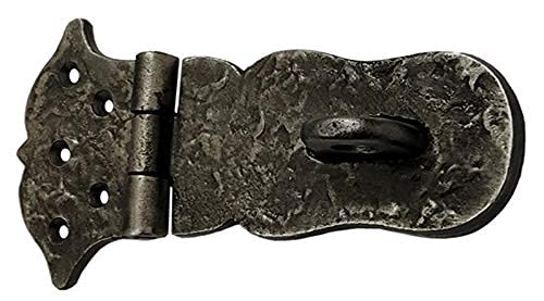 Image of Adonai Hardware inchParan inch Heavy Duty Cast Iron Safety Locking Hasp and Staple (6 inch x 1 Pack, Antique Nickel) for Vintage Pirates Treasure Chest, Trunks, Wooden Jewelry Box, Cases, Furniture and Sheds