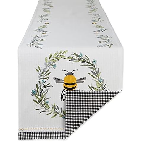 DII Honey Collection - Camino de mesa reversible, 35 x 182 cm, diseño de abeja Cover