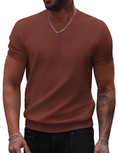 COOFANDY Men's Vintage Waffle T-Shirts - Casual Lightweight Crew COOFANDY Men's Vintage Waffle T-Shirts - Casual Lightweight Crew