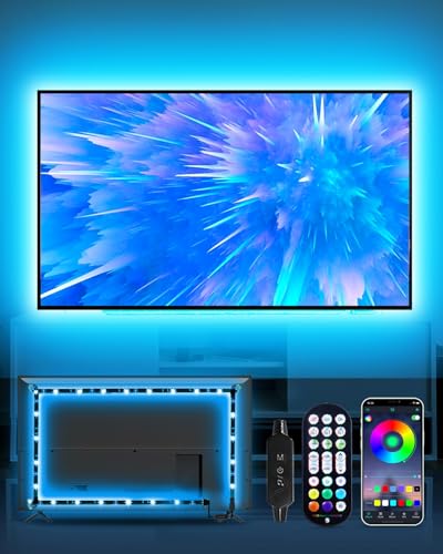 DTQJ TV LED Backlight, 9.84ft LED Lights for 32-45 Inch TV, RGB Colour Changing LED Lights with Remote Control, Bluetooth APP Led Strip Lights,USB Powered for Room Decor