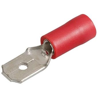 RT SENSE - MDD1-250(25 pcs) Fully Insulated Male Spade Bullet Wire Connector Electrical Crimp Terminal Wire Connector (Red, Pack of 25)