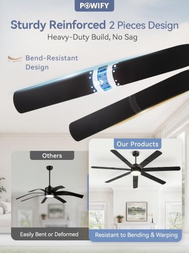 72 inch Large Ceiling Fans with Lights, APP & Remote Control, Dimmable — view 7
