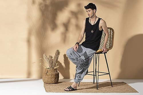 The Veshti Company Printed Harem Pants for Men's Cotton Hippie Style Baggy Boho Yoga Pajama Pant with Pocket
