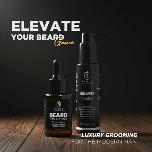 RAWLS Beard Growth Combo | Beard Oil (30ml) & Beard Wash (100ml) | Enriched with Tea Tree, Coconut Oil & Aqua | Deep Cleansing, Hydrating & Nourishing Formula for Thicker, Fuller & Healthier Beard
