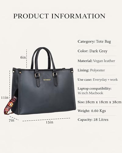 Image of Keywest Women's Voyage Luxe Tote Handbag for Women | Hobo Bag for Work | Ladies Purse | Stylish Shoulder Bag | Gift For Women