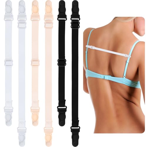 12Pcs Bra Strap Holders for Slipping Elastic Bra Strap Clips Adjustable Keep Bras Straps In Place Accessories Black White Beige