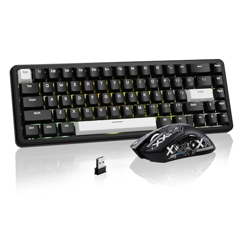 ATTACK SHARK Gaming-Tastatur & -Maus-Set, X65 HE Kabelgebundene Magnettastatur und R1 Kabellose 59g Superleichte Maus (8000Hz, RT 0,01mm, RGB, 65h Akku) - Schwarz