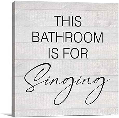 Country Bathroom for Singing Canvas Prints Wall Art Decor Humor Restroom Poster Painting Framed Artwork 8 x 8 Inch Home Shelf Wall Decoration Music Gift for Singer