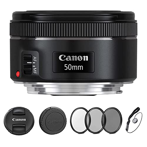 Canon EF 50mm f/1.8 STM Lens (0570C002), Filter Kit, Cap Keeper, Cleaning Kit
