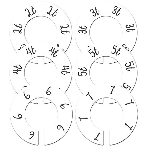 Image of Toddler Nursery Closet Clothing Size Dividers White Gender Neutral Set of 6 Fits 1.5" Rod