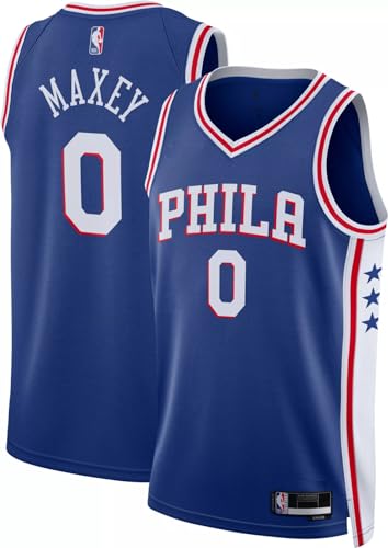 Tyrese Maxey Philadelphia 76ers NBA Kids Youth 8-20 Blue Icon Edition Swingman Jersey (US Numeric 10 12 Regular Blue)