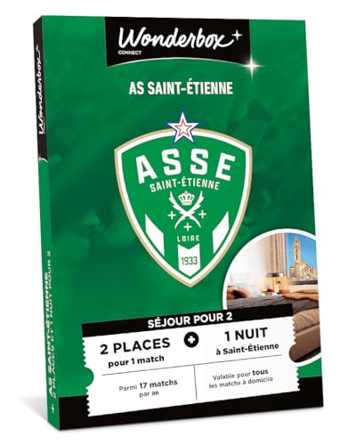 Wonderbox Connect - Coffret Cadeau - AS Saint Etienne - Séjour en duo - 2 places pour 1 match au choix - 1 nuit pour 2 dans un hôtel à proximité -...