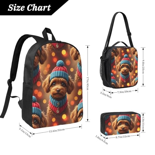 Backpack 3 Pcs Set For Unisex Bag For Unisex(for Cute Puppy Poodle)4