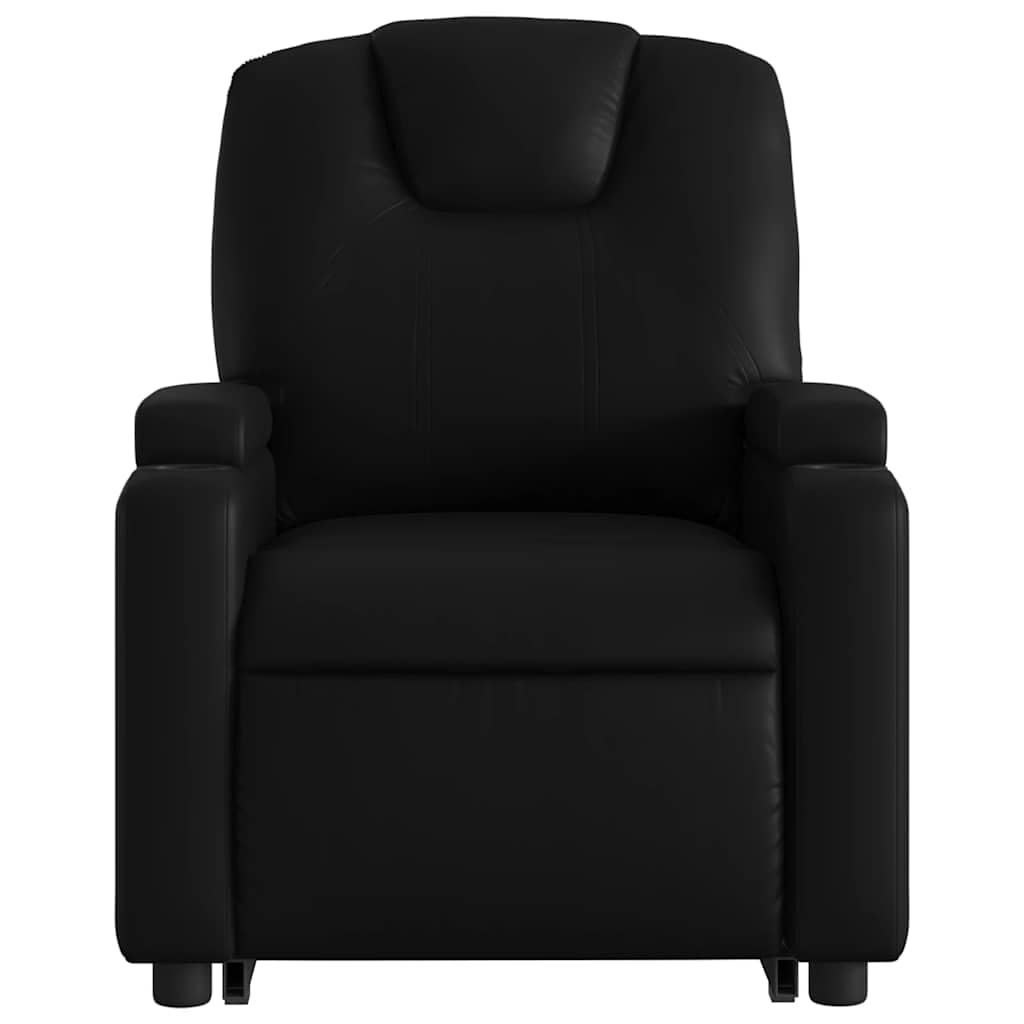 Relaxsessel mit Aufstehhilfe Schwarz Elektrisch 74 x 88 x 97 cm Kunstleder leise Motor 135° Liegefunktion Getränkehalter für Wohnzimmer Schlafzimmer Seniorengerecht
