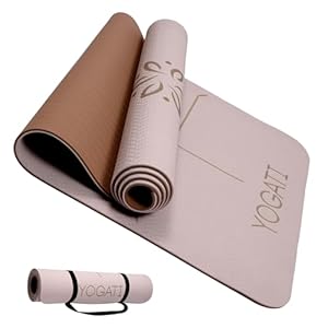 YOGATI Yoga Mat with Alignment Lines. Yoga Mats with carry strap perfect for Pilates and Fitness Workout, Eco Friendly Non Slip Thick Yoga Mats for women and men – Yoga Matt.
