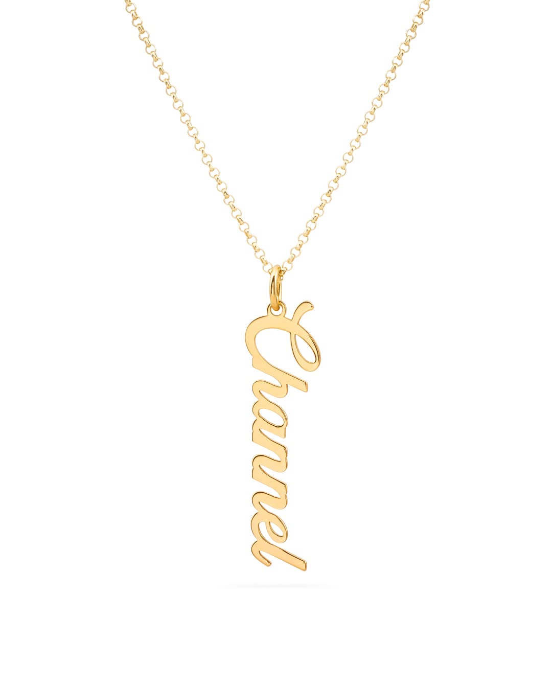 Colgante Personalizado con Nombre - Plata de Ley 925/1000 para Mujer – Collar Artesanal con Cadena Ajustable - Hecho en España (Modelo Vertical Oro, Plata de Ley)