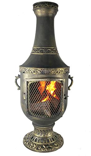 The Venetian Grill & Oven Chiminea in Gold Accent CAST Aluminum
