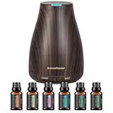 InnoGear Upgraded 150ml Aromatherapy Diffuser with 6 Bottles 100% Pure Essential Oils, Gift Set Aroma Cool Mist Humidifier with 7 Color LED Lights Changing for Home Office Bedroom Room