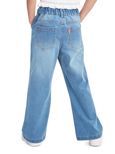 Image of olele Girls Super Jeans Collection for 4-14 Yrs | Stretchable Cotton Denim Trousers | Blue Jeans for Kids | Baggy Denim Pants | Cargo Pants for Girls