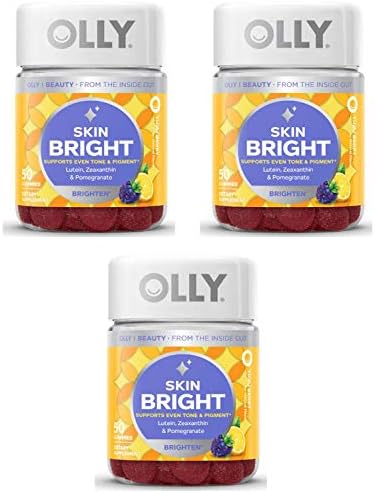Olly Skin Bright Gummy Vitamins! 50 Gummies Yuzu Berry Flavor! Formulated with Lutein, Zeaxanthin & Pomegranate! Help Brighten Skin, Support Even Tone & Protect Against Damage! Choose Your Pack! (3)