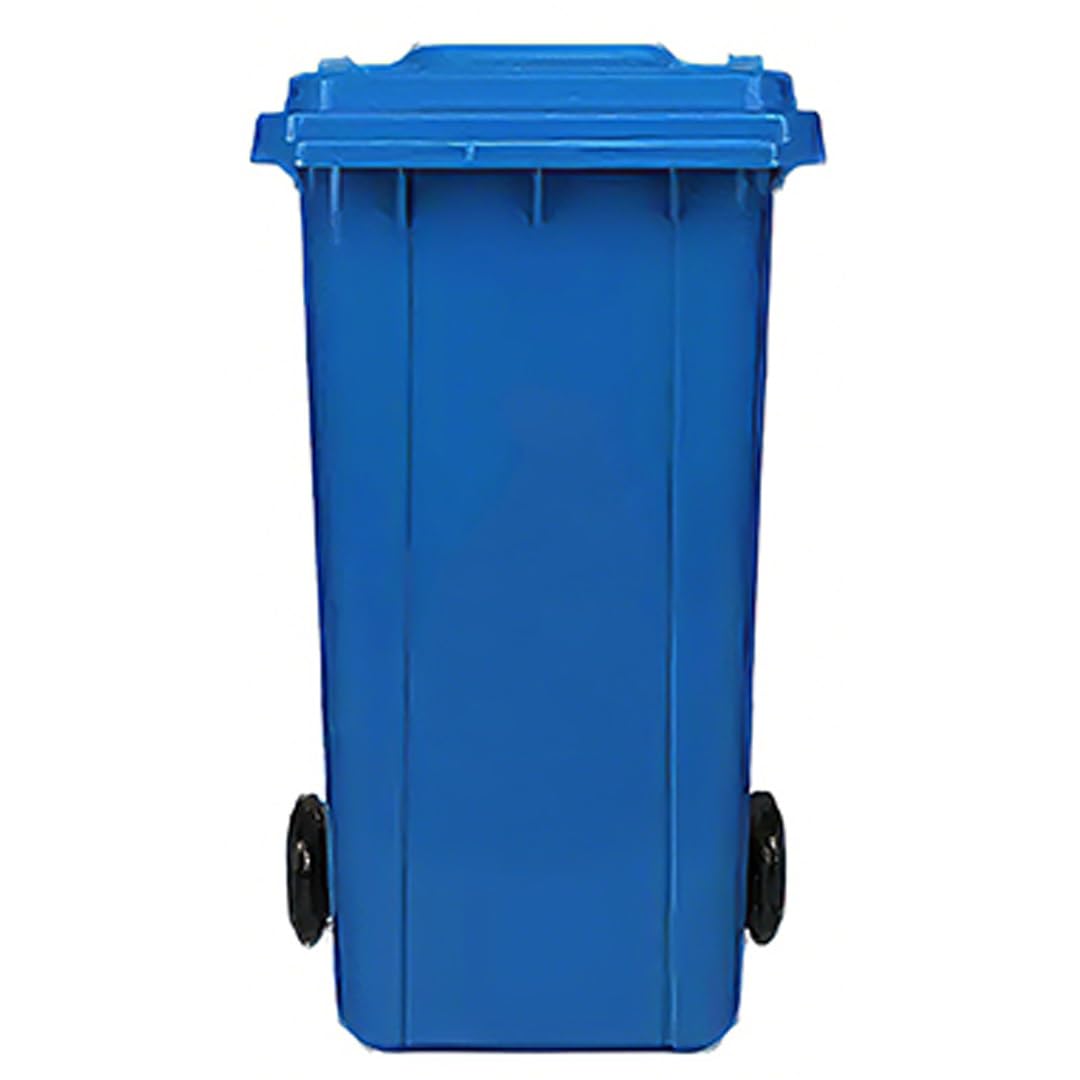 Wheeled Outdoor Garbage Can，with Lid,for Landscapers/Construction/Restaurants/Office/Warehouse/Commercial Environments(Blue,A-120L)