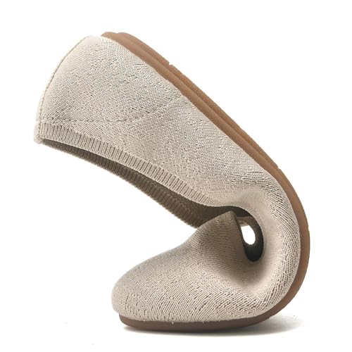 Image of Puxowe Women's Ballet Flats Breathable Knit Slip On Comfortable Round Toe Walking Shoes with Arch Support Insole for Work