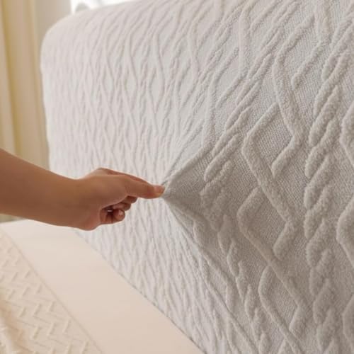 Image of HOMETHREADS Stretchable Lycra /Velvet Headboard Cover | Soft, Dust-Proof & Wrinkle-Resistant Bed Back Protector | Fits Leather, Wooden & Fabric Bedsides | for 5ft to 6.5ft Beds (Light Grey, 85x65cm)